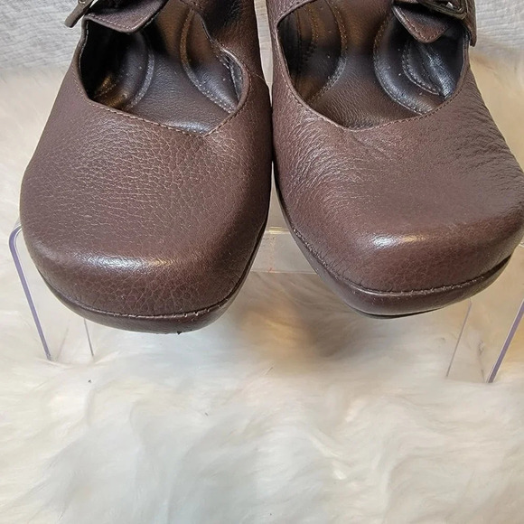 Dockers Womens Quirky Mary Janes Brown Leather Mules Shoes Slip On Clogs Wedge‎ - Picture 4 of 10